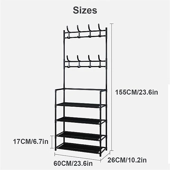 رف معطف متعدد الوظائف بعجلات 6