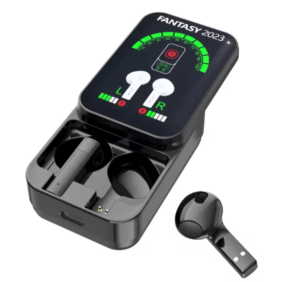 سماعات أذن لاسلكية مع شاشة رقمية